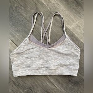 ZYIA Women’s Small Active Gray Padded Sports Bra Criss Cross Back Runnin…